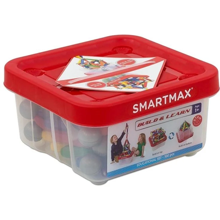 Smartmax Build and Learn Educational Set, 100 Teile Magnetbausteine für kreative und motorische Förderung, für Kinder ab 1 Jahr