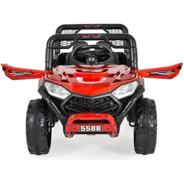 Moni Kinder Elektroauto Buggy Fast UTV 5588, metallic, mit Fernbedienung, MP3- und USB-Funktion, Sicherheitsgurt, rot – Bild 4