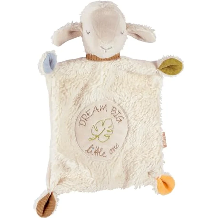 Fehn Schmusetuch Schaf Dream Big – Kuschelspielzeug mit individueller Bestickung, 2 in 1 Schnuffeltuch für Babys & Kleinkinder, kbA Baumwolle, grau – Bild 1