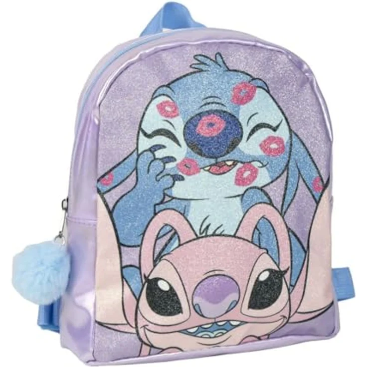 Stitch Lässiger Rucksack, Kindergartentasche in Lila, 1 Fach, 19 x 23 x 8 cm aus 100 % PU – Bild 1
