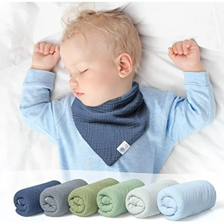 Lulu moon Lätzchen Baby Dreieckstuch Baby Musselin Halstuch Baby für Junge und Mädchen (6 Stück, Fluss) - Preisvergleich – Bild 4