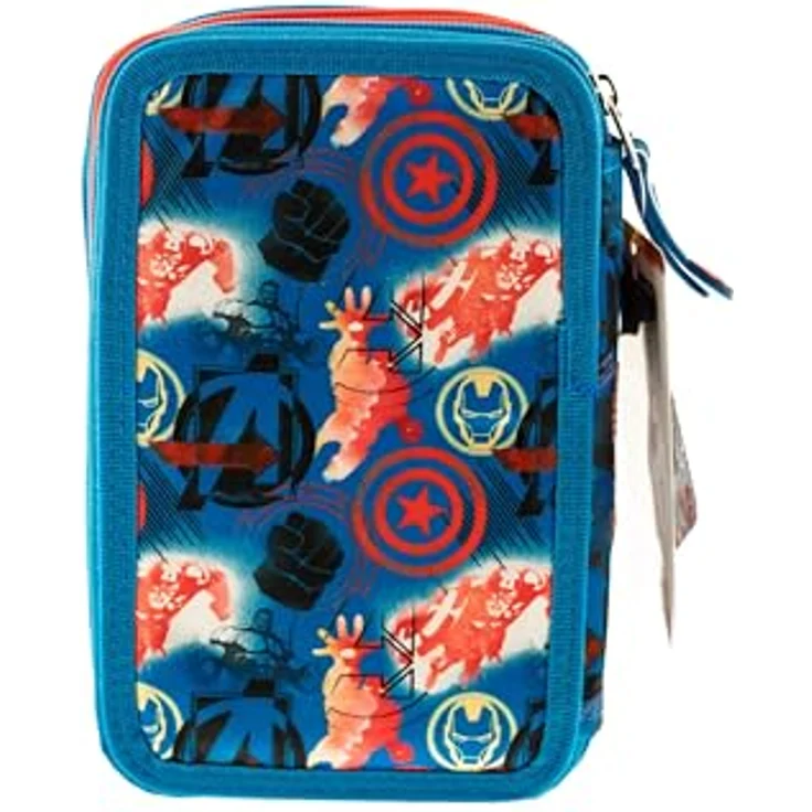 MARVEL Federmäppchen Kinder-Etui Avengers, 3 Fächer mit 18 Bunt- und Filzstiften, Spiderman Design – Bild 2