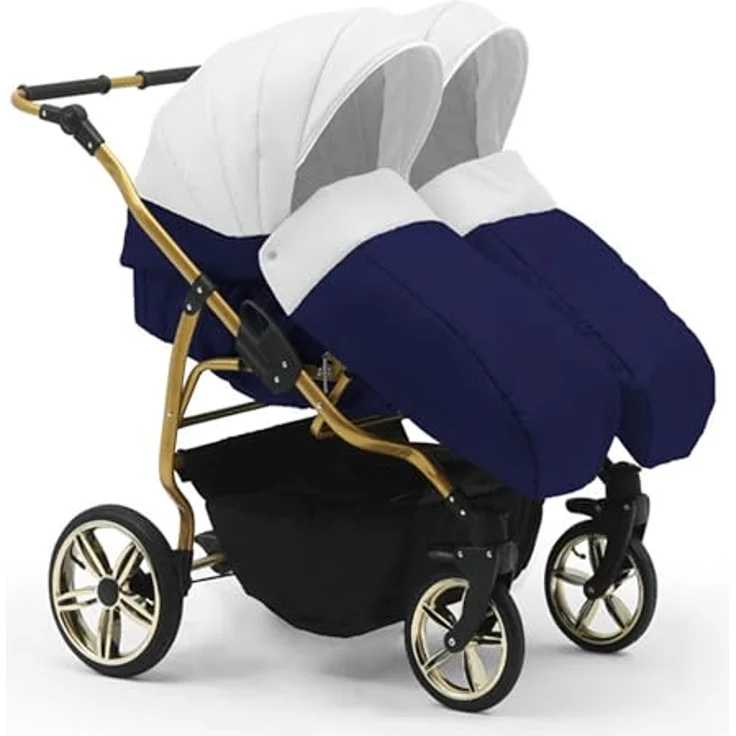 Elcar Zwillingskinderwagen 5 in 1 Duet Lux Goldedition inkl. Autositze und Iso Bases - 14 Teile - in 20 Farben – Bild 3