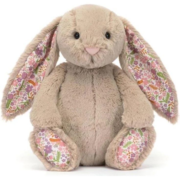 Minicee Plüsch Hase 28 cm, Kuscheltier mit Blumenohren, weiches Kaninchen im Kawaii Design, braun, ideal als Einschlafbegleiter & Osterhase