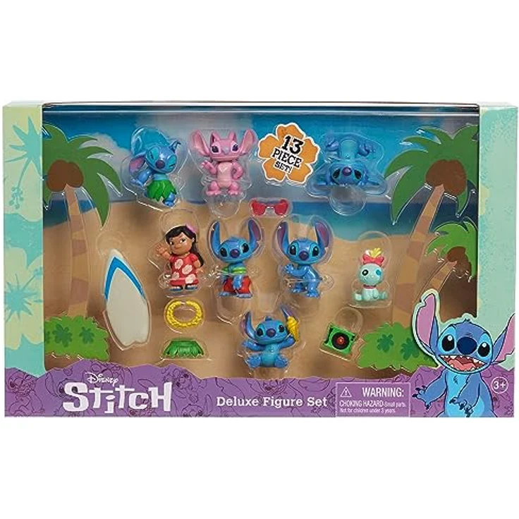 Disney Stitch Just Play Lilo Deluxe Figurenset, 13-teiliges Set, 5 cm große Sammelfiguren zum Spielen, Blau – Bild 5