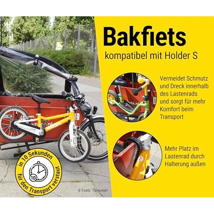 Frank Paperman Fahrradlastenanhänger Kinderfahrrad-Halterung Lastenrad Transporthaken Babboe, Bakfiets, Muli, Laufrad - Robuste Kinderfahrrad-Halterung für Lastenräder – Bild 5