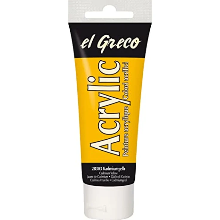 Kreul El Greco Acrylic 75 ml Tube, hochpigmentierte, glänzende Acrylfarbe in kadmiumgelb, buttrig vermalbar für pastose Malerei – Bild 1
