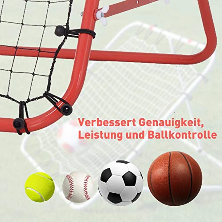 HOMCOM Fußball Rebounder Kickback Tor Rückprallwand Netz für Baseball Fußball Fußballtor für Training Verstellbarer Winkel Metallrohr PE Gewebe 96 x 80 x 96 cm Rot+Schwarz – Bild 3