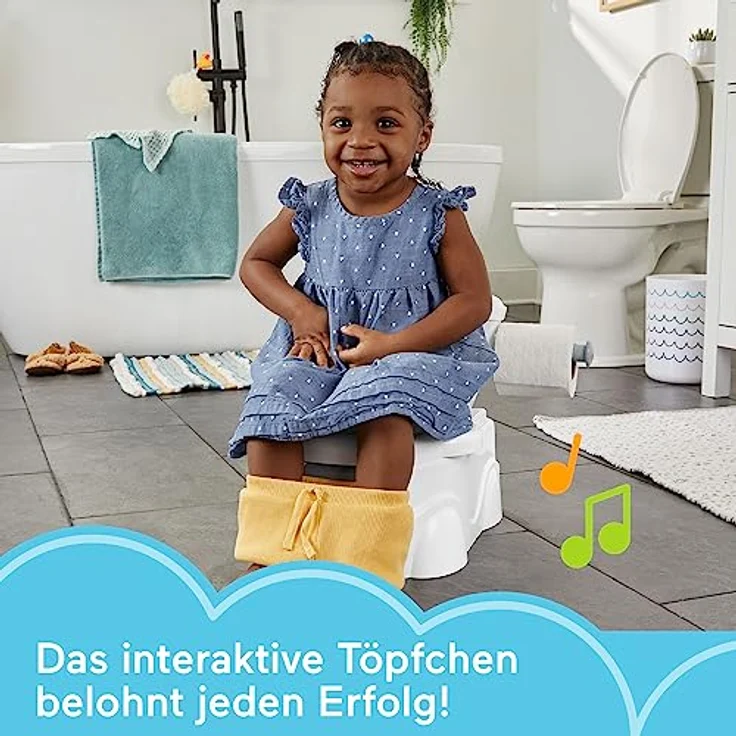 Fisher-Price Meine erste Toilette Töpfchen für Babys, deutsche Version, interaktives Trainingstöpfchen mit Musik und Geräuschen, HJC38 – Bild 2