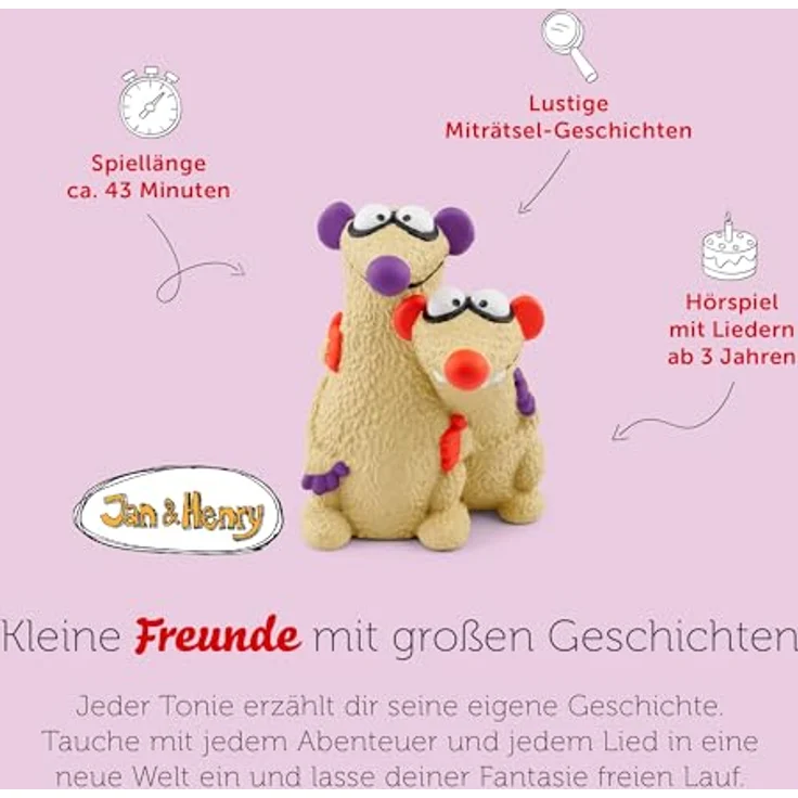 tonies Hörfiguren für Toniebox, Jan und Henry – 8 Rätsel und 2 Lieder, Hörspiel mit Liedern für Kinder ab 3 Jahren, Spielzeit ca. 43 Minuten – Bild 4