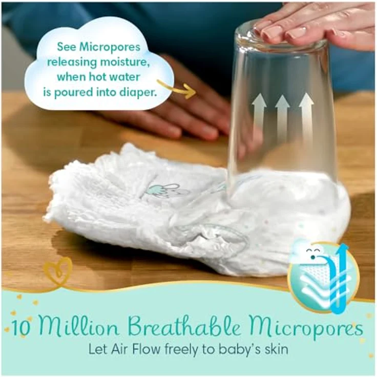 Pampers Premium Care Size 0, Einwegwindeln für Neugeborene bis 3kg, 30 Stück, mit schneller Absorption und atmungsaktivem Material – Bild 3