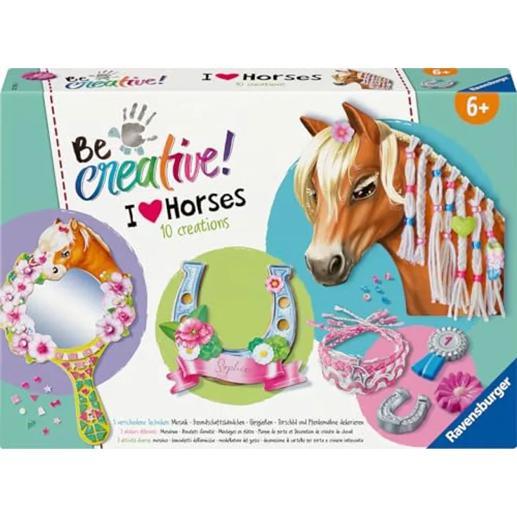 Ravensburger 23751 BeCreative - Bastelset Pferde - DIY für Kinder ab 6 Jahren, kreatives Geschenk für Mädchen und Jungen, mit umfangreicher Ausstattung