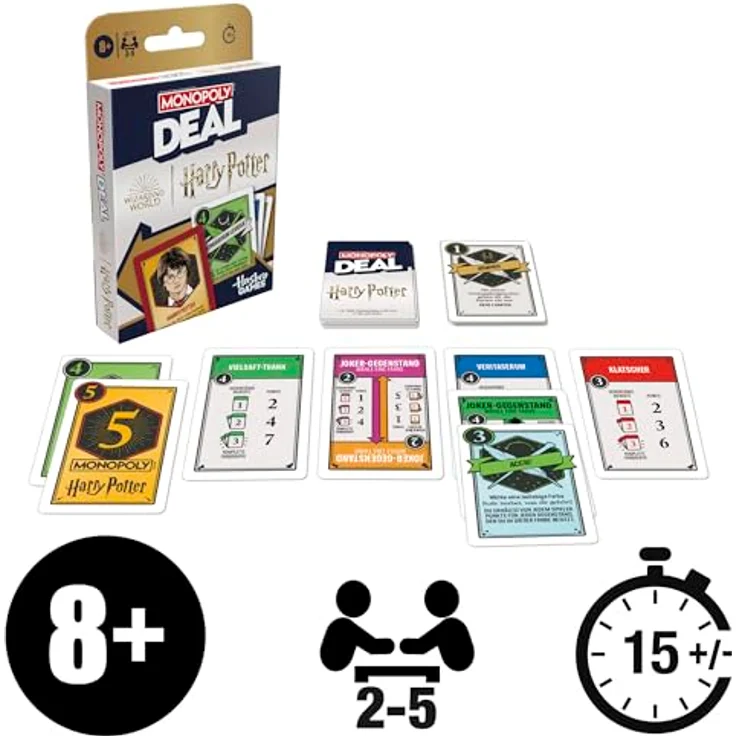 Monopoly Monopoly Deal: Harry Potter Kartenspiel - Familienspiel für 2 bis 5 Spieler ab 8 Jahren, inspireiert von der Wizarding World, schnelles Spiel in 15 Minuten – Bild 2