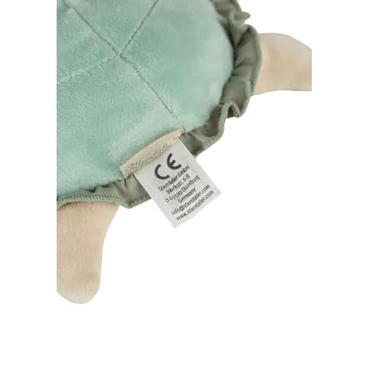 Sterntaler Kuscheltier S Schildkröte, weich wattiertes Kuscheltier in pudergrün mit süßen Details und unifarbener Stoffkombination. – Bild 6