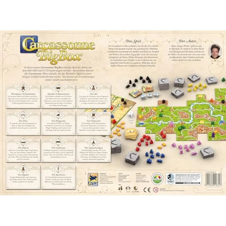 Hans im Glück Carcassonne BigBox (Auflage 2025), Familienspiel mit Grundspiel und 11 Erweiterungen, 2-6 Spieler, 7+ Jahre, 35 Minuten, Deutsch – Bild 4