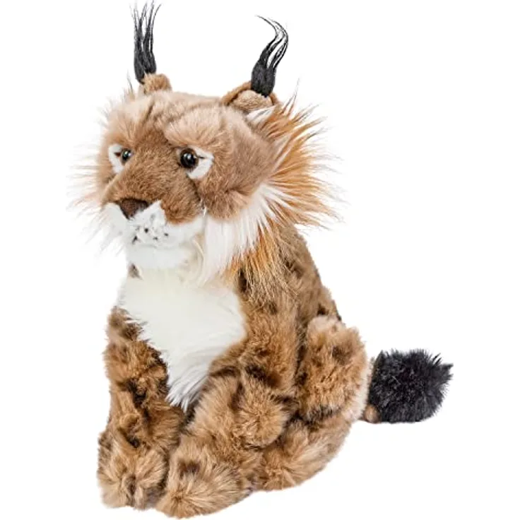 Teddys Rothenburg Luchs, sitzendes 25 cm Stofftier aus braun geflecktem Plüsch, hochwertig verarbeitet
