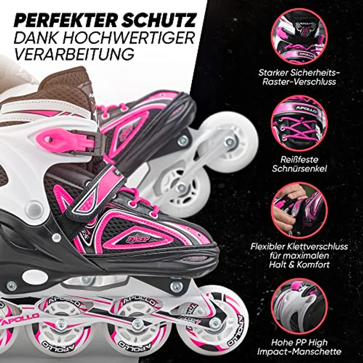 Apollo Super Blades | größenverstellbare Inliner für Kinder | Inliner Damen, Mädchen und Jungen passend in den Größen 31–42 | LED Inlineskates – Bild 4