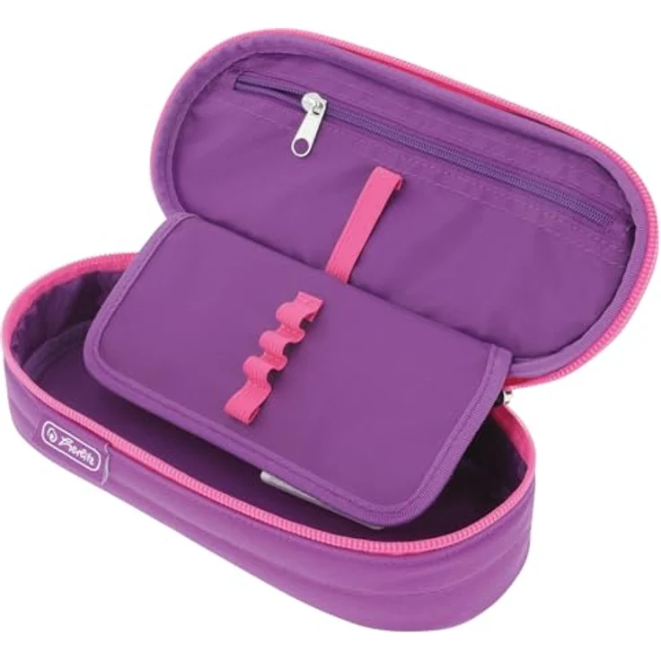 Herlitz Faulenzer Etui Dip Dye Pink/Purple, Federmäppchen mit Reißverschlussfach und Stifteschlaufen – Bild 2