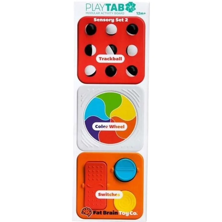 Fat Brain Play Tab Sensory Set 2, Modulares Babyspielzeug mit magnetischen Teilen für motorische Herausforderungen, ab 12 Monate