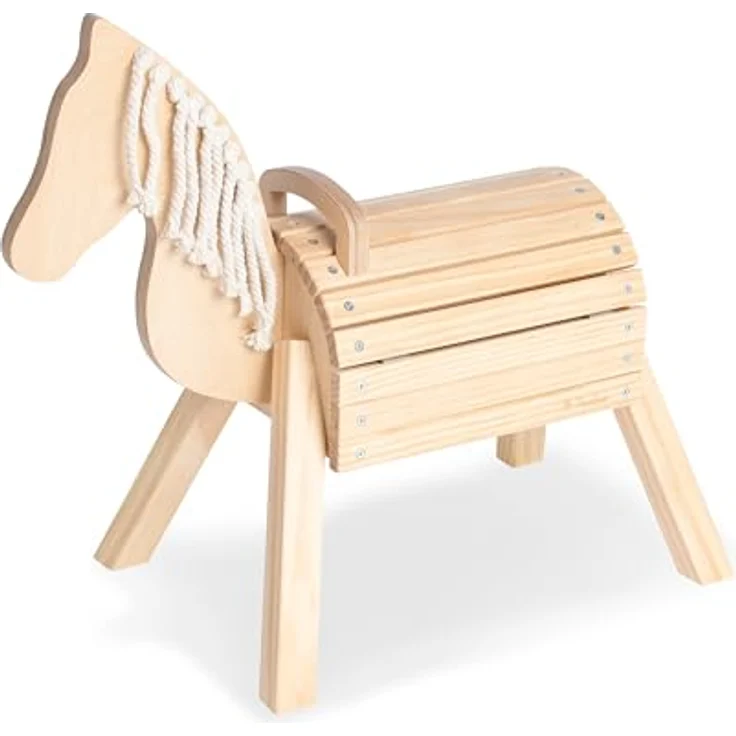 PINOLINO Holzpferd Nelli, Spielpferd aus klar lackiertem Birken- und Fichtenholz, mit Stauraum und Baumwollmähne, 70x33x55 cm, für Kinder ab 2 Jahren, bis 40 kg – Bild 1