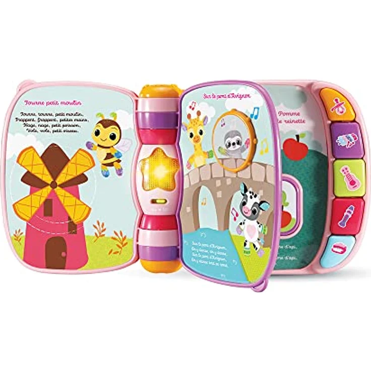 VTech Super Buch Verzaubert des Baby Loulous Rosa, interaktives Babybuch für 6 bis 36 Monate, mit Klaviertasten, 10 Melodien und 6 Kinderliedern auf Französisch – Bild 4