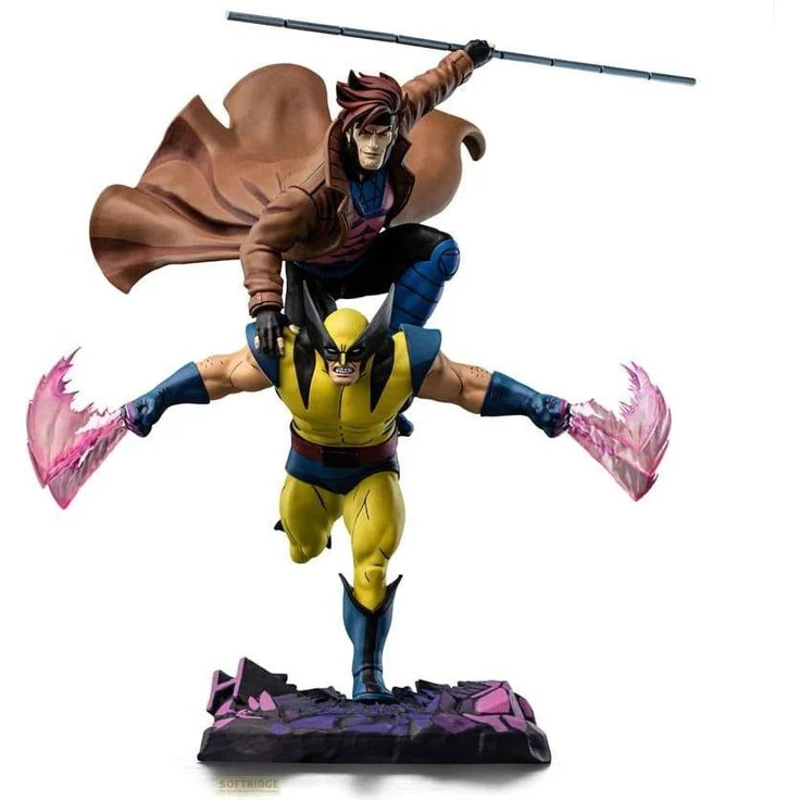 Iron Studios Marvel Deluxe Art Scale Statue 1/10, X-Men'97 Gambit & Wolverine, 29 cm mit passendem Sockel