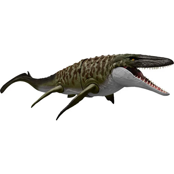 Jurassic World REBIRTH Feature Mosasaurus, Sammelfigur mit Biss- und Attackefunktion, ca. 65 cm, inkl. Mini-Dilophosaurus