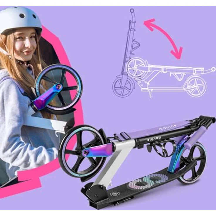 Movino Cityroller MOVINO INFINITY, ultraleicht 3,5 kg, 200 mm Rollen, mit Flaschenhalter und Tragegurt – Bild 9