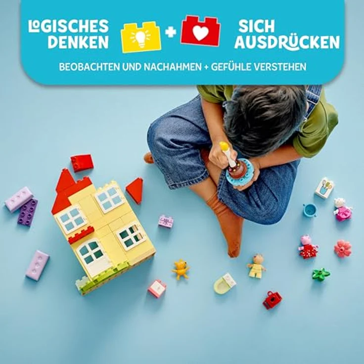 LEGO DUPLO Peppa Wutz Geburtstagshaus: kreatives Spielzeug mit 3 Figuren, Spielzeughaus zum Bauen und Umbauen für Kinder ab 2 Jahren, Jungen und Mädchen, Geschenk für Kleinkinder 10433 – Bild 3