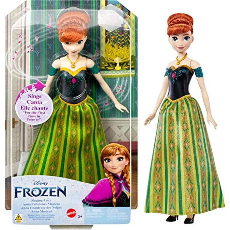 Disney Frozen Spielzeug, singende Anna-Puppe in charakteristischer Kleidung, singt Zum ersten Mal in Forever aus dem Disney-Film Die Eiskönigin, Geschenke für Kinder, HLW56 – Bild 2