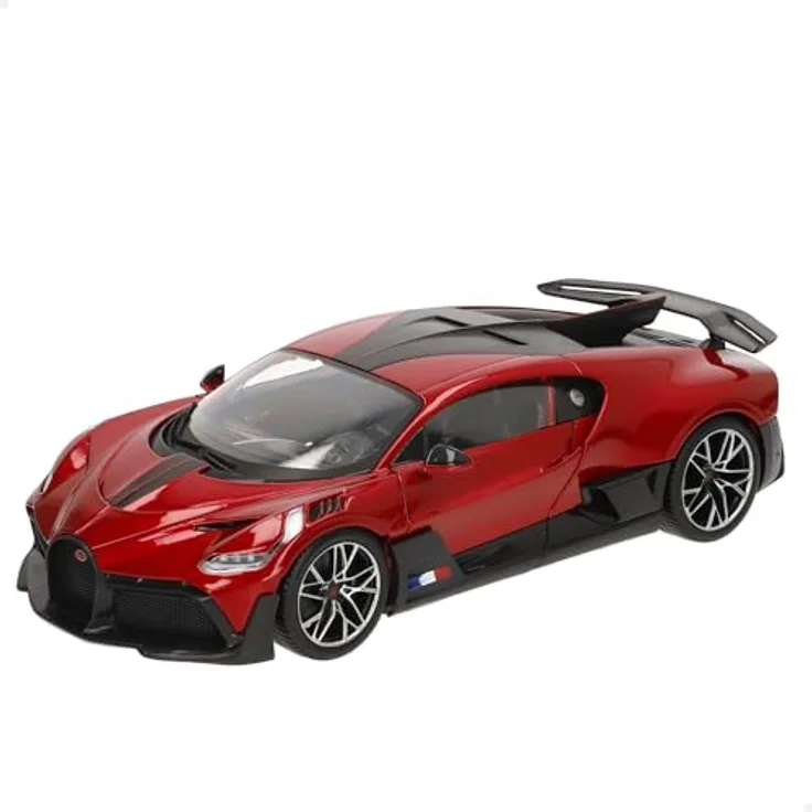 Bburago Bugatti Divo, Modellauto 1:18, rot, mit öffnenden Türen und Motorhaube, 25 cm, Sammler-Edition