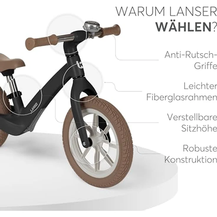 Kikkaboo Laufrad Lanser 12 Zoll, höhenverstellbar, PU-Räder, Anti-Rutsch-Griffe – Bild 4