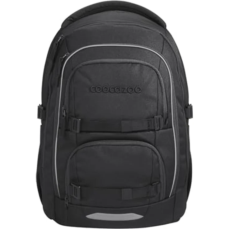 Coocazoo PORTER Schulrucksack „Black Coal”, ergonomischer & anpassbarer Tornister, höhenverstellbar, mit Brustgurt & Hüftgurt, ideal für die 3. Klasse, schwarz – Bild 1