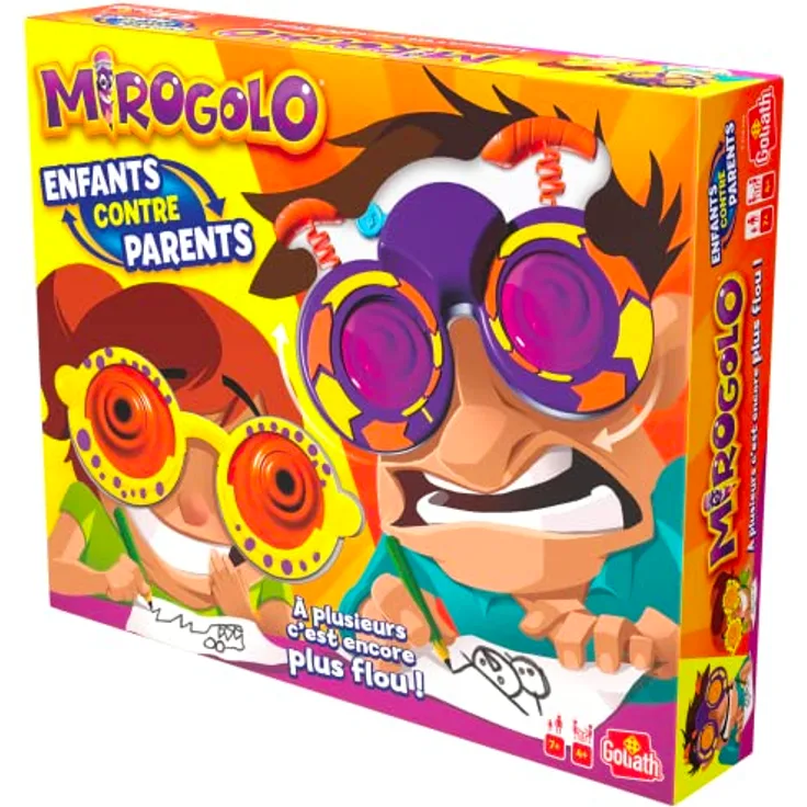 Goliath Toys Mirogolo Kind gegen Eltern, Brettspiel mit rotierenden Gläsern für noch mehr Action