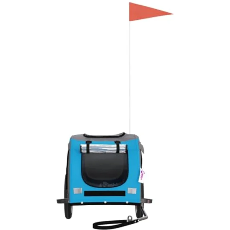 vidaXL Fahrradanhänger für Hunde, Blau und Grau, Oxford-Gewebe, Eisenrahmen, max. Belastbarkeit 30 kg – Bild 5