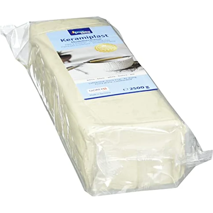 Glorex 6 8070 301 - Keramiplast, lufthärtende Modelliermasse, weiß , ca. 2500 g, gebrauchsfertig und geschmeidig, hergestellt auf natürlicher Basis – Bild 1