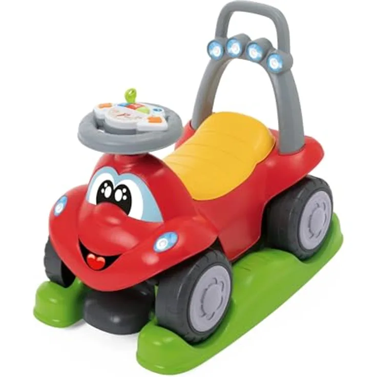 Chicco Ride-Along Billy Quattro, Mitfahrendes Kinderauto, 4in1 Spielmodi, Schaukelfunktion, erste Schritte und Mitfahren, elektronisches Lenkradmodul mit Lichtern und Geräuschen, 9-36 Monate, grün