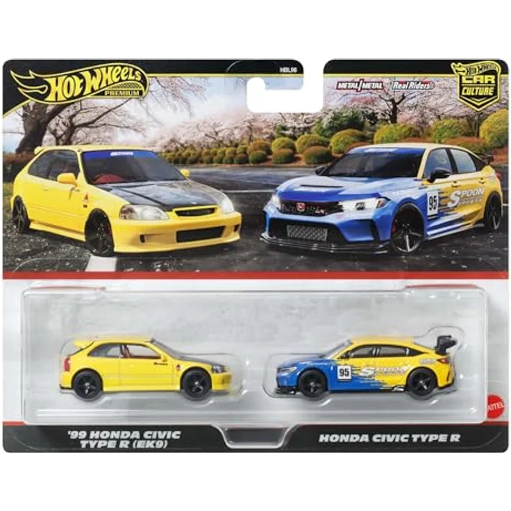 Hot Wheels Premium 2-Pack Spielzeug-Auto - Honda, Maßstab 1:64, mit Die-Cast Karosserien und Real Riders Reifen – Bild 6