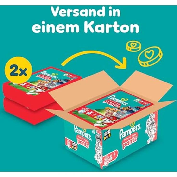Pampers Windeln Baby Pants Dry Gr.5 Junior (11-17 kg), 360° Fit mit 100% Auslaufschutz, Paw Patrol, Monatsbox, 160 St. – Bild 2