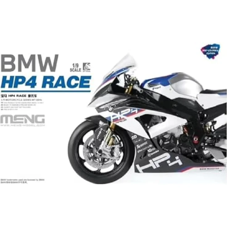 Meng-Model BMW HP4 RACE (Pre-colored Edition), Modellfahrzeug im Maßstab 1:9 mit vorlackierten Komponenten, rote Farbgebung, limitierte Auflage – Bild 2