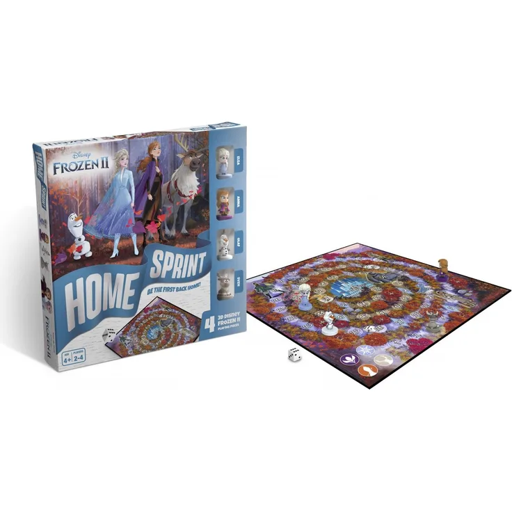 Cartamundi Home Sprint Eis Land 2, Brettspiel mit Disney-Figuren für 2-4 Spieler, dynamisches Spielfeld