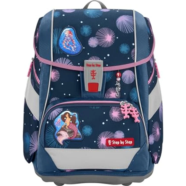Step by Step Schulranzen-Set 2IN1 Plus „Mermaid Delia“, ergonomischer Tornister mit Reflektoren, höhenverstellbar mit Hüftgurt, 19L, blau-rosa, 6-teilig für Mädchen ab der 1. Klasse – Bild 2