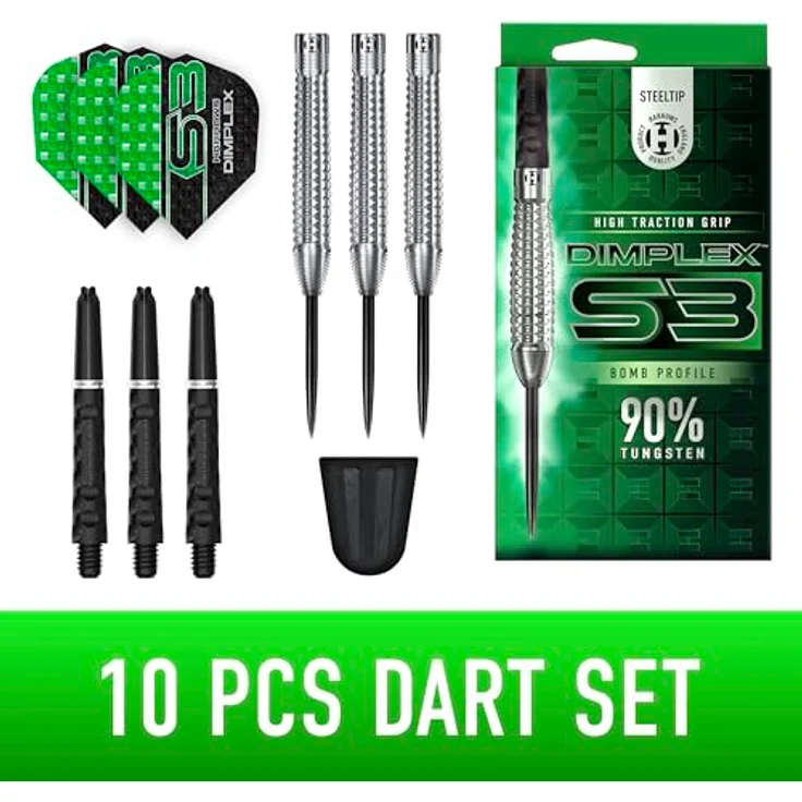 Harrows Dimplex Bomb & Tampered Darts Set, professionelle 90% Wolfram-Dartpfeile, 10-teiliges Set mit schwarzem Dimplex und Tapered Form, 22g – Bild 2