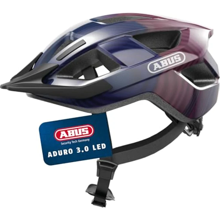 Abus Aduro 3.0 LED, Fahrradhelm für Kinder, purpur mit Wellen, Größe L (58-62 cm) – Bild 1