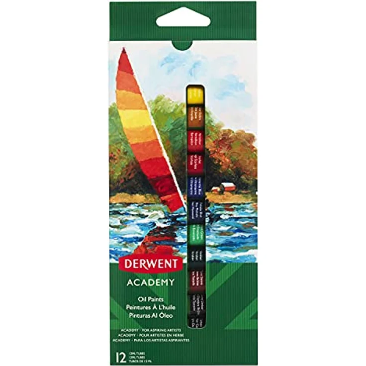 Derwent Academy Ölfarben Set, 12 unterschiedliche Farben, 12 ml, hochwertige Pigmente für Studenten und Hobbykünstler – Bild 1