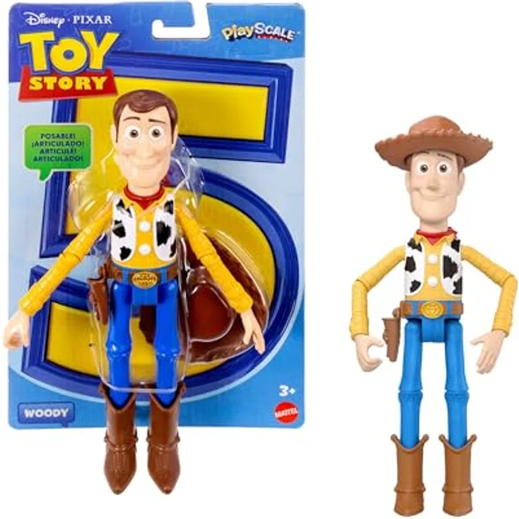 Mattel Disney Pixar Toy Story 5 Holzfigur Woody, 18 cm mit 14 beweglichen Gelenken, für Kinder ab 3 Jahren – Bild 1