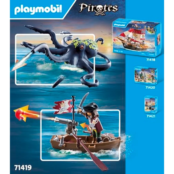 PLAYMOBIL Pirates 71419 Kampf gegen den Riesenoktopus ab 4 Jahren, Spielfiguren-Set in hochwertiger Qualität – Bild 5