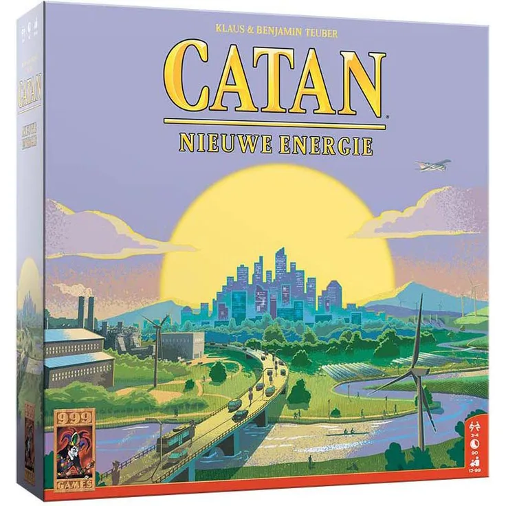 Merkloos 999 Games CATAN Neue Energie, strategisches Brettspiel für Energiemechaniken mit hochwertigen Holzspielsteinen