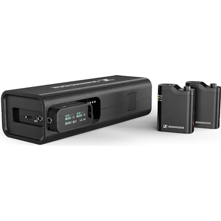 Sennheiser Profile Wireless 2,4 GHz Zweikanal-Drahtlossystem mit Ansteckmikrofonen und Handmikrofon, mit Empfänger, Zwei Ansteckmikrofone, Multifunktions-Ladecase und Transporttasche – Bild 1