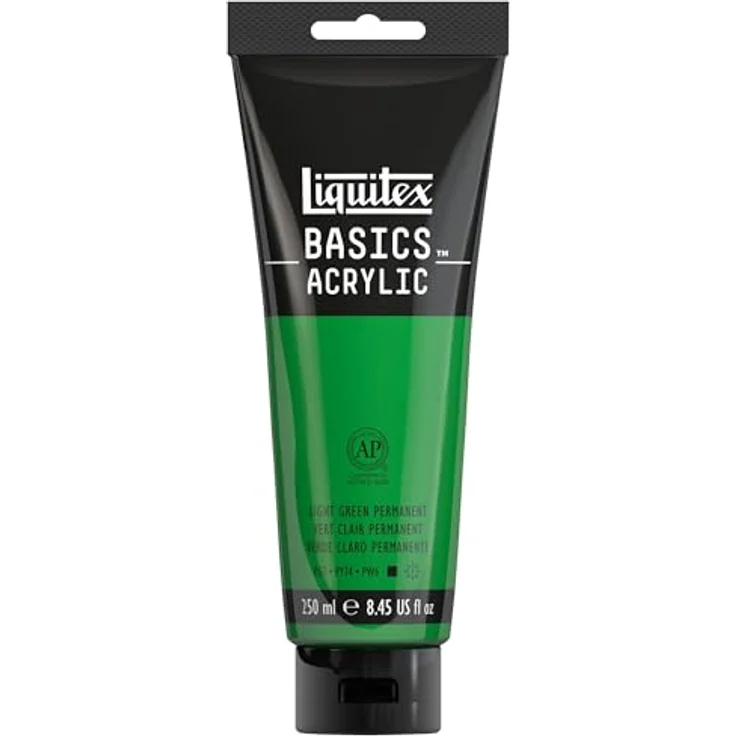 Liquitex Basics 88700224 Acrylfarbe, monopigmentierte Künstlerpigmente, lichtecht, mittlere Viskosität, Archivqualität, seidenglänzender Finish, 250ml Tube - Hellgrün Permanent – Bild 1